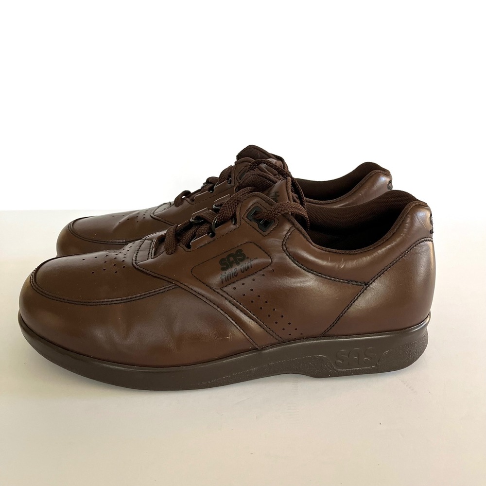 SAS Time Out Men's Walking Shoes Brown Leather Lace Up Comfort Sneakers 8.5 M - Picture 3 of 10